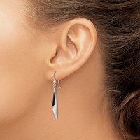 Sterling Silver Polished Onyx & Mother of Pearl Dangle Earrings view 3