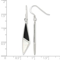 Sterling Silver Polished Onyx & Mother of Pearl Dangle Earrings view 4