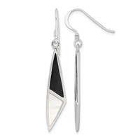 Sterling Silver Polished Onyx & Mother of Pearl Dangle Earrings view 1