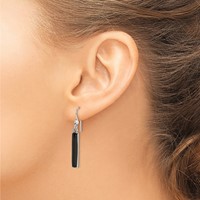 Sterling Silver Polished Onyx Bar Dangle Earrings view 3