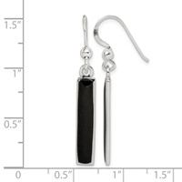 Sterling Silver Polished Onyx Bar Dangle Earrings view 4