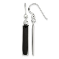 Sterling Silver Polished Onyx Bar Dangle Earrings view 1