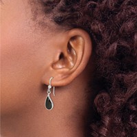 Sterling Silver Polished Curved Onyx Teardrop Dangle Earrings view 3