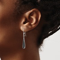 Sterling Silver Polished Onyx Teardrop Dangle Earrings view 3