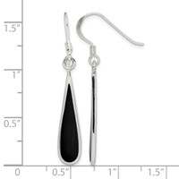 Sterling Silver Polished Onyx Teardrop Dangle Earrings view 4