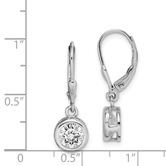 Sterling Silver CZ Circle Dangle Leverback Earrings