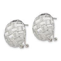 Sterling Silver Rhod-pltd Polished Woven Circle Omega Back Earrings view 2