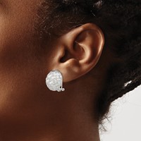 Sterling Silver Rhod-pltd Polished Woven Circle Omega Back Earrings view 3