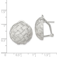 Sterling Silver Rhod-pltd Polished Woven Circle Omega Back Earrings view 4