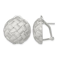 Sterling Silver Rhod-pltd Polished Woven Circle Omega Back Earrings view 1