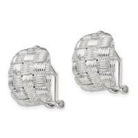 Sterling Silver Rhod-pltd Polished Woven Square Omega Back Earrings view 2