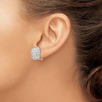 Sterling Silver Rhod-pltd Polished Woven Square Omega Back Earrings view 3