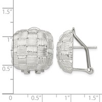 Sterling Silver Rhod-pltd Polished Woven Square Omega Back Earrings view 4