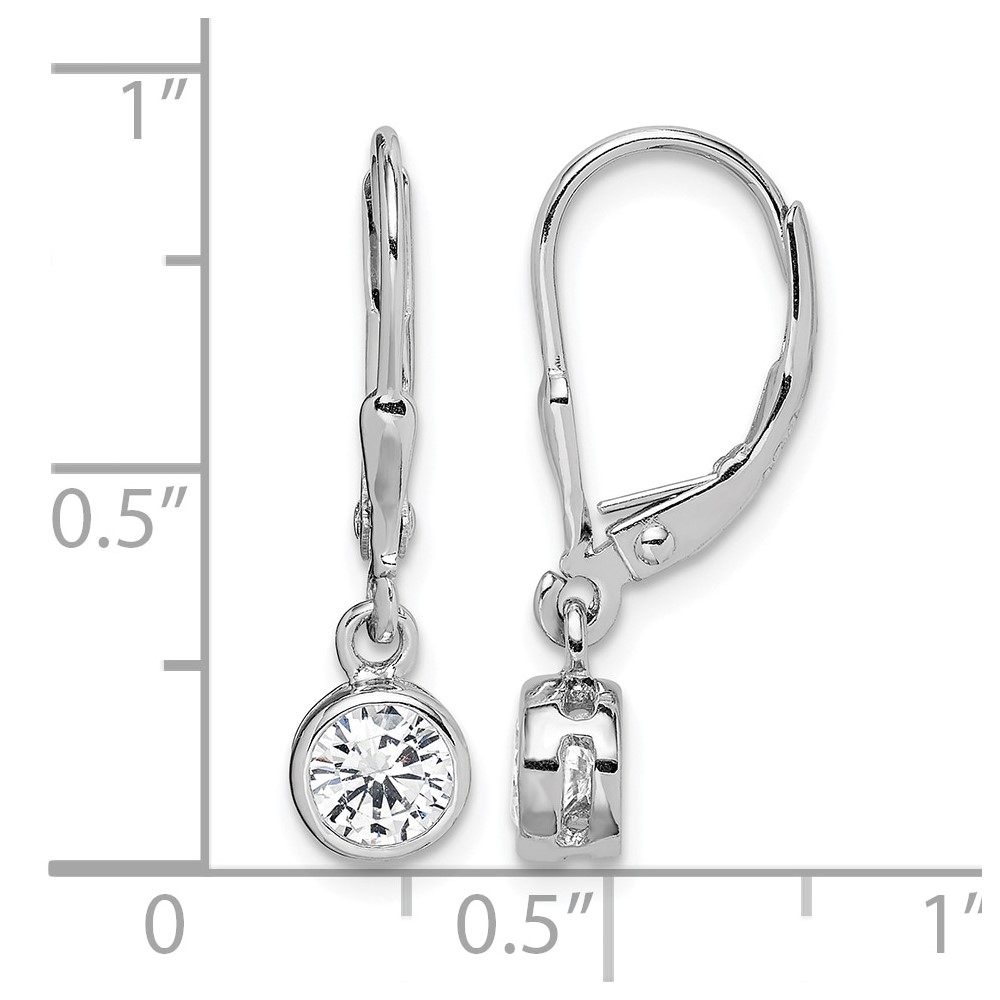Sterling Silver Rhodium-plated Polished Round 5mm CZ Leverback Earrings (QE294)