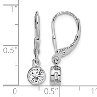 Sterling Silver Rhodium-plated Polished Round 5mm CZ Leverback Earrings view 4