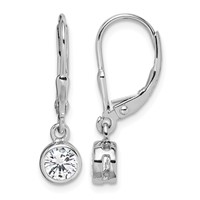 Sterling Silver Rhodium-plated Polished Round 5mm CZ Leverback Earrings view 1