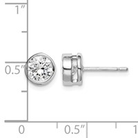 Sterling Silver RH-plated Polished 6mm Round CZ Bezel Set Stud Earrings view 4