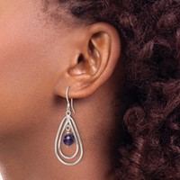 Sterling Silver Polished Amethyst Teardrop Dangle Earrings view 3