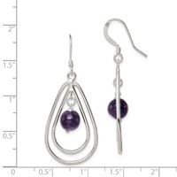 Sterling Silver Polished Amethyst Teardrop Dangle Earrings view 4
