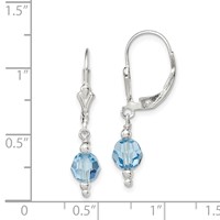 Sterling Silver Blue Crystal Leverback Earrings view 4