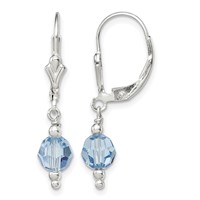 Sterling Silver Blue Crystal Leverback Earrings view 1