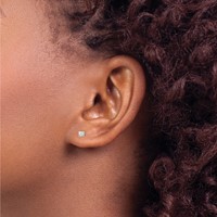 Sterling Silver 3mm Round Basket Set CZ Stud Earrings view 3