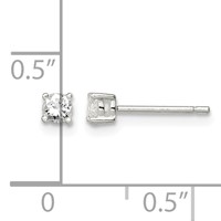 Sterling Silver 3mm Round Basket Set CZ Stud Earrings view 4
