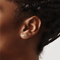 Sterling Silver 4mm Round Basket Set CZ Stud Earrings view 3