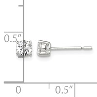 Sterling Silver 4mm Round Basket Set CZ Stud Earrings view 4