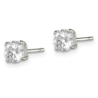 Sterling Silver 5mm Round Basket Set CZ Stud Earrings view 2