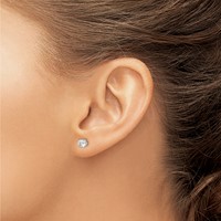 Sterling Silver 5mm Round Basket Set CZ Stud Earrings view 3