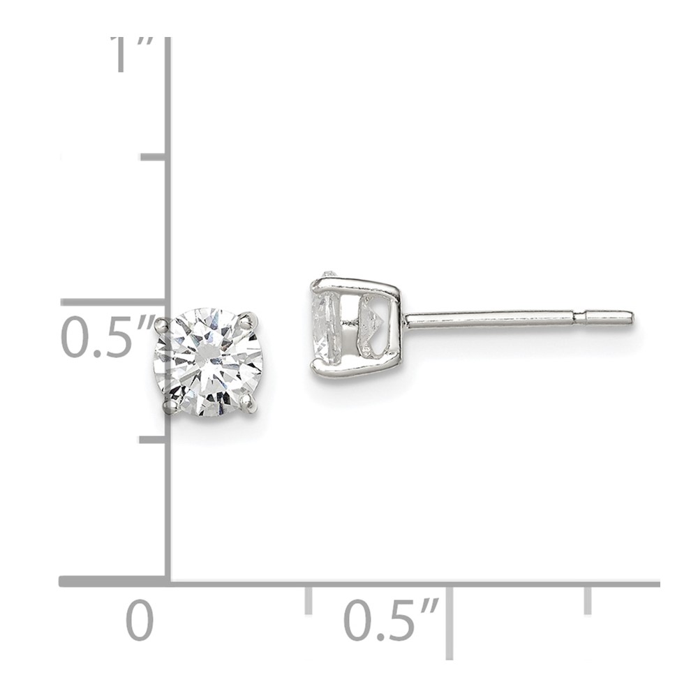 Sterling Silver 5mm Round Basket Set CZ Stud Earrings (QE3145)