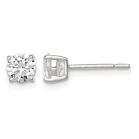 Sterling Silver 5mm Round Basket Set CZ Stud Earrings view 1