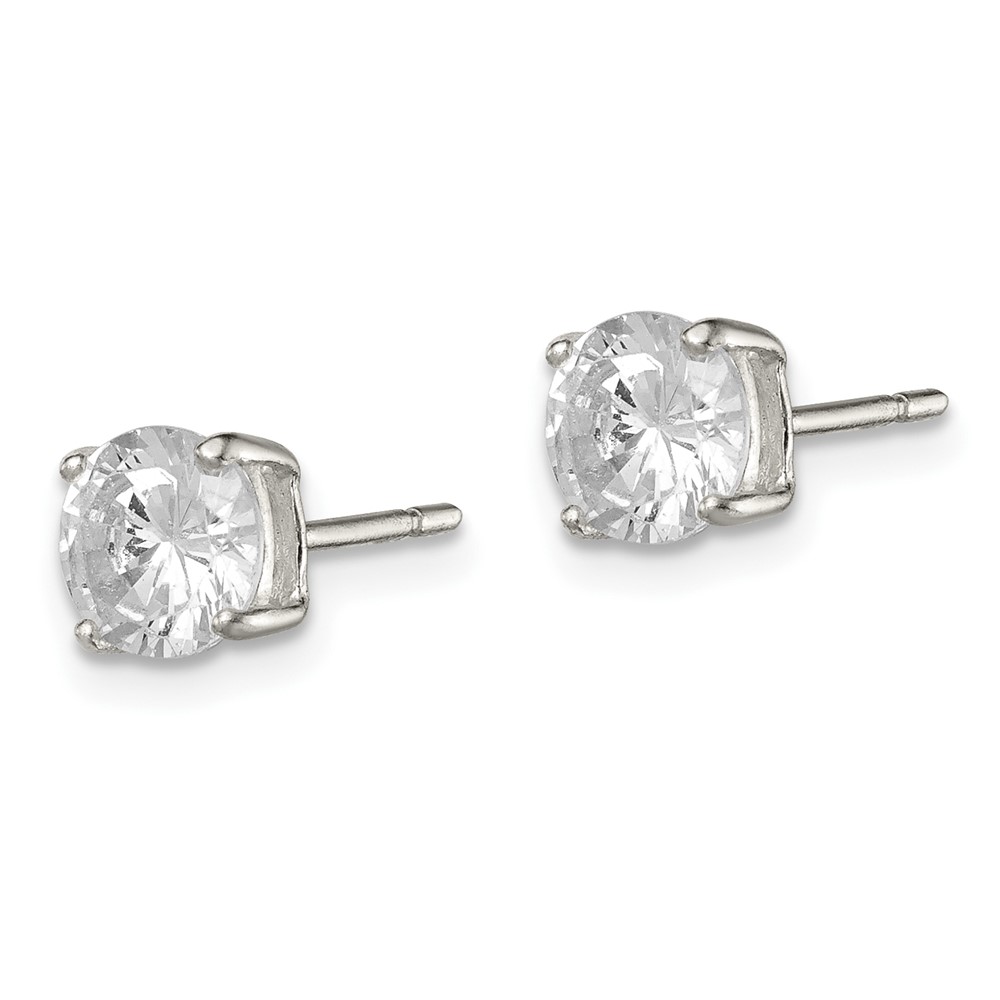Sterling Silver 6mm Round Basket Set CZ Stud Earrings (QE3146)