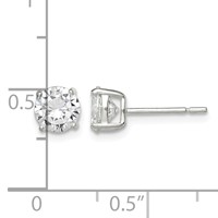 Sterling Silver 6mm Round Basket Set CZ Stud Earrings view 4
