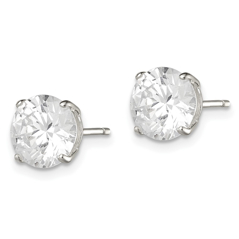Sterling Silver 8mm Round Basket Set CZ Stud Earrings (QE3148)