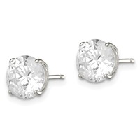 Sterling Silver 8mm Round Basket Set CZ Stud Earrings view 2