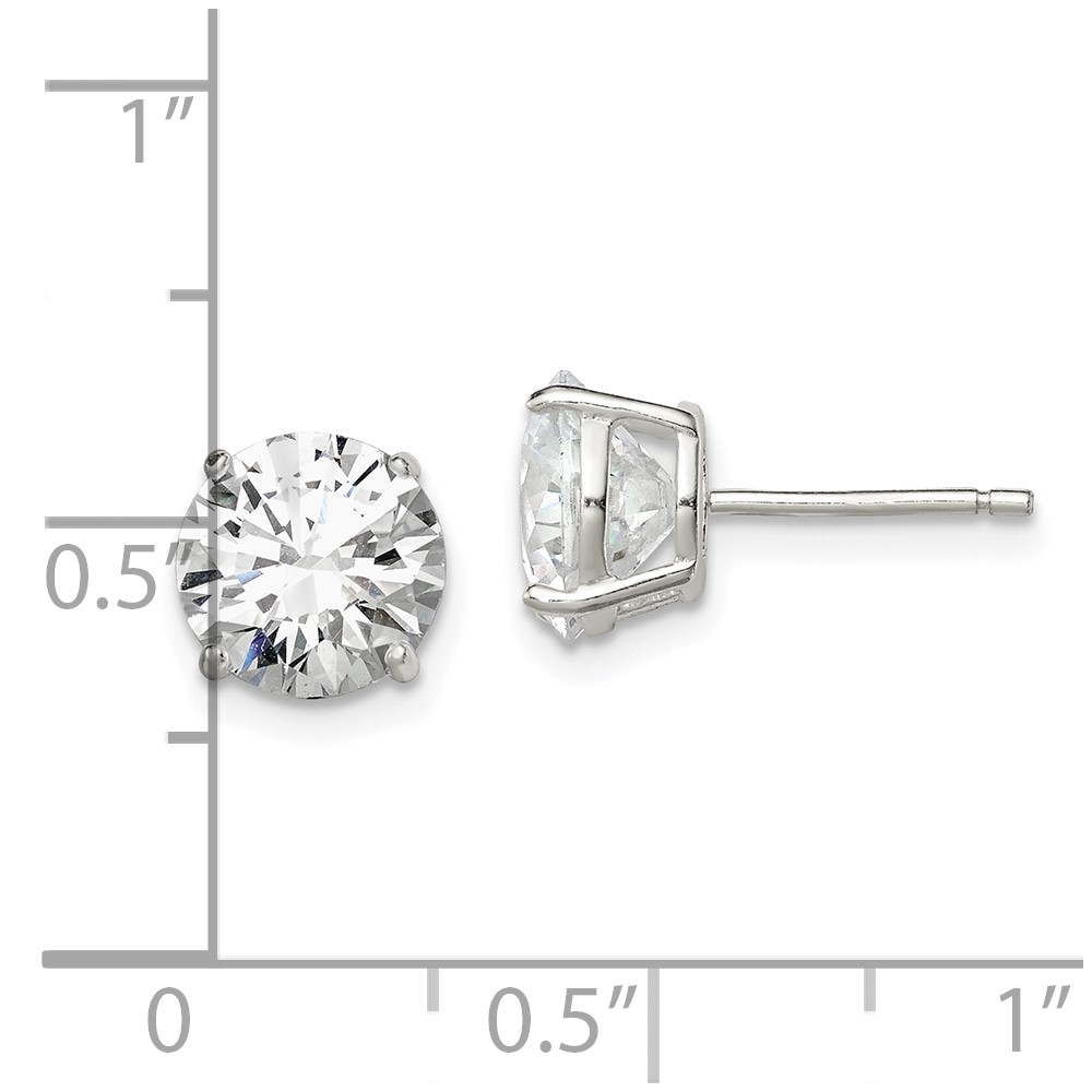 Sterling Silver 8mm Round Basket Set CZ Stud Earrings (QE3148)