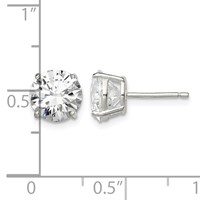 Sterling Silver 8mm Round Basket Set CZ Stud Earrings view 4