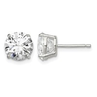 Sterling Silver 8mm Round Basket Set CZ Stud Earrings view 1