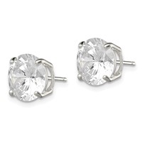 Sterling Silver 10mm Round Basket Set CZ Stud Earrings view 2
