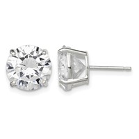 Sterling Silver 10mm Round Basket Set CZ Stud Earrings view 1