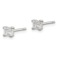 Sterling Silver 3mm Square CZ Basket Set Stud Earrings view 2
