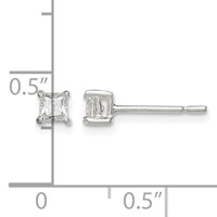 Sterling Silver 3mm Square CZ Basket Set Stud Earrings view 4