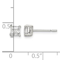Sterling Silver 4mm Square CZ Basket Set Stud Earrings view 4
