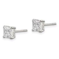 Sterling Silver 5mm Square CZ Basket Set Stud Earrings view 2