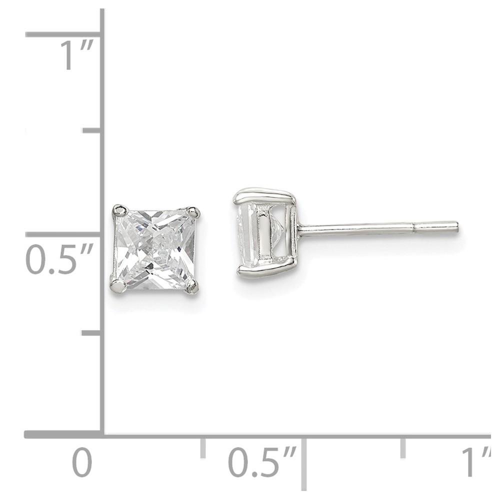 Sterling Silver 5mm Princess Basket Set CZ Stud Earrings (QE3152)
