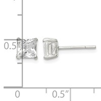 Sterling Silver 5mm Square CZ Basket Set Stud Earrings view 4