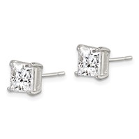 Sterling Silver 6mm Square CZ Basket Set Stud Earrings view 2