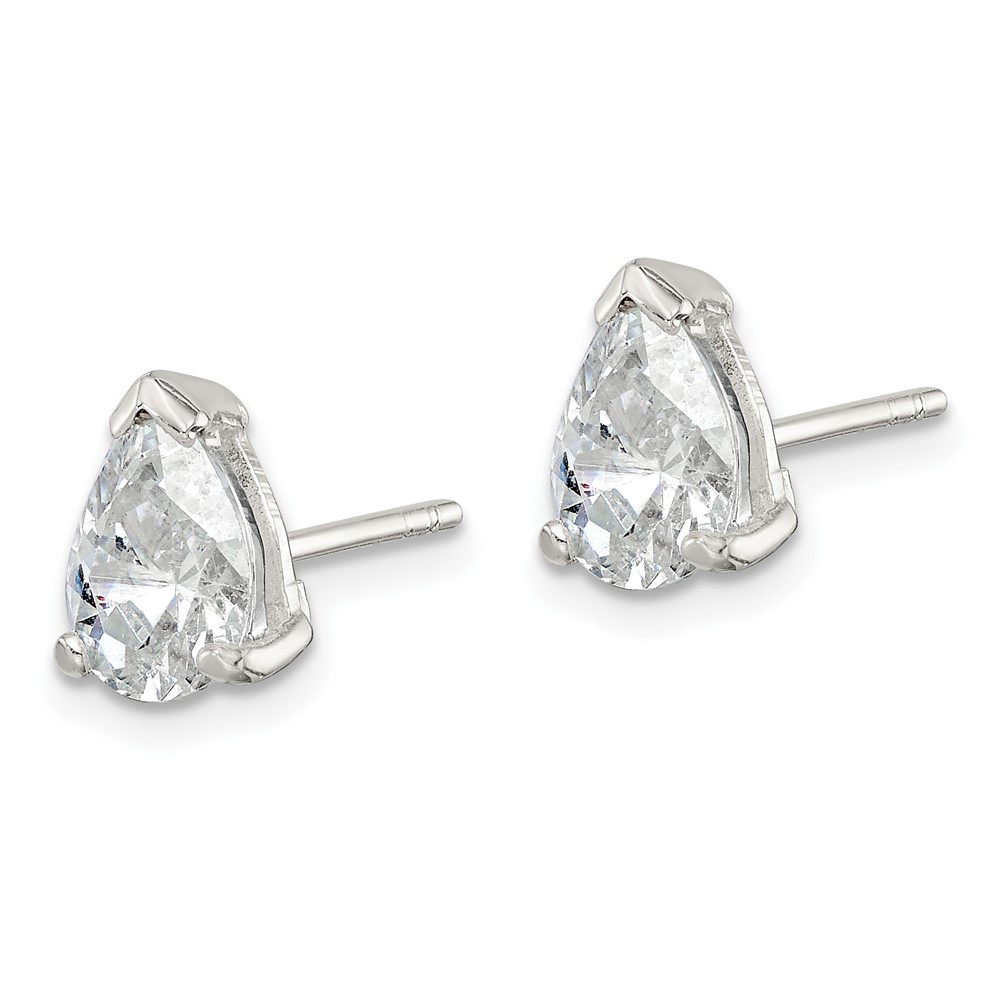 Sterling Silver Polished 5x7mm Pear Basket Set CZ Stud Earrings (QE3167)